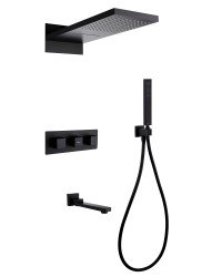 Душевая система Abber Weiss Daheim AF8253B с изливом, черная матовая