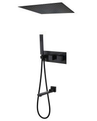 Душевая система Abber Weiss Daheim AF8254B с изливом, черная матовая