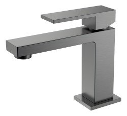 Смеситель для раковины Boheme Qubic 471-GM, оружейная сталь