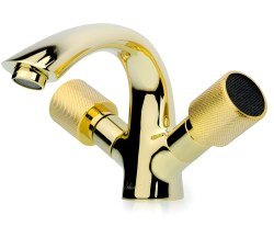 Смеситель для раковины Boheme Royal Cristal Black 291, золото