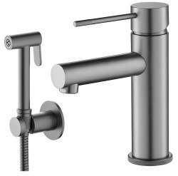 Смеситель для раковины Timo Saona 2360/18G с гигиеническим душем, черное золото