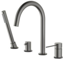 Смеситель на борт ванны Timo Saona 2320/18Y с душем, черное золото