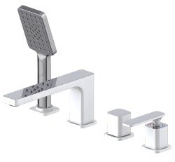 Смеситель на борт ванны Timo Torne 4330/00-16Y с душем, белый матовый