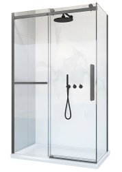 Душевой уголок Vincea Como Soft VSR-1CS1013CLGM 130x100, профиль вороненая сталь