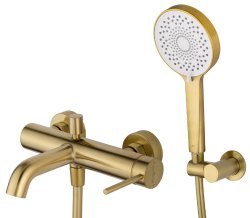 Смеситель для ванны с душем Wonzon&Woghand Stick WW-88639017-BG, брашированное золото