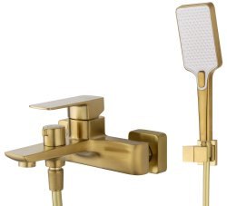 Смеситель для ванны с душем Wonzon&Woghand Edge WW-88639003A-BG, брашированное золото