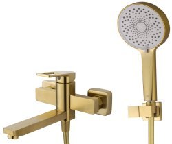 Смеситель для ванны с душем Wonzon&Woghand Frame WW-88639010-BG, брашированное золото