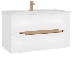 Тумба с раковиной Orka Lodi 100 подвесная, фурнитура золото