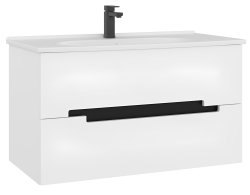Тумба с раковиной Orka Lodi 100 подвесная, фурнитура черная