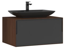 Тумба с раковиной Orka Craft 80 подвесная, орех-антрацит