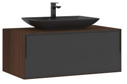 Тумба с раковиной Orka Craft 110 подвесная, орех-антрацит