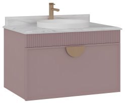 Тумба с раковиной Orka Molino 80 подвесная, розовая матовая