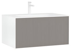 Тумба с раковиной Orka Cube 80 подвесная, бежевая матовая