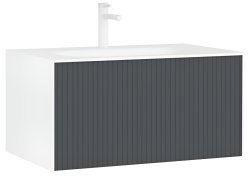 Тумба с раковиной Orka Cube 80 подвесная, антрацит матовый