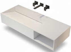 Тумба с раковиной ABBER Stein 100 AS2640-1.0 R подвесная, белая матовая