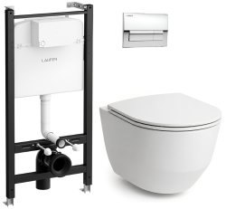 Комплект унитаза с инсталляцией Laufen Pro Z.RU93.0.761.6: подвесной унитаз, сиденье, кнопка смыва