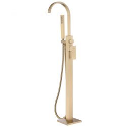 Напольный смеситель для ванны ABBER Wasserfall AF8615G с лейкой, золото