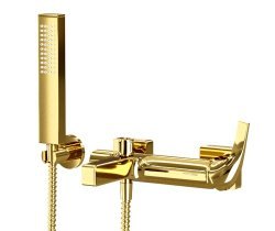 Смеситель для ванны Wasserkraft Sauer 7100 7101 с лейкой, золото глянцевое