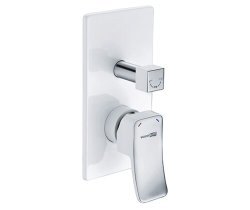 Встраиваемый смеситель для ванны Wasserkraft Aller 1060 white 10641W с лейкой, хром