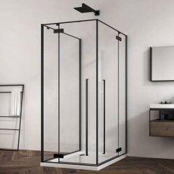 Душевой уголок Abber Eins AG06099B 90x90 распашной, профиль черный
