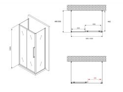 Душевой уголок Abber Schwarzer Diamant AG30100BH-S50B-S50B 100x50 раздвижной, профиль черный