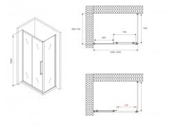 Душевой уголок Abber Schwarzer Diamant AG30150MH-S70M 150x70 раздвижной, профиль хром
