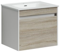 Тумба под раковину Sancos Smart SM60E 60x45 подвесная, дуб бардолино/белый