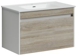 Тумба под раковину Sancos Smart SM80E 80x45 подвесная, дуб бардолино/белый
