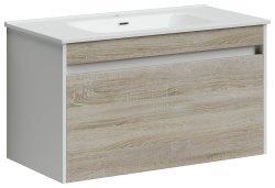 Тумба под раковину Sancos Smart SM90E 90x45 подвесная, дуб бардолино/белый