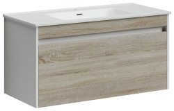 Тумба под раковину Sancos Smart SM100E 100x45 подвесная, дуб бардолино/белый