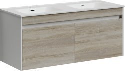 Тумба под раковину Sancos Smart SM120-2E 120x45 подвесная, дуб бардолино/белый