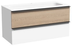 Тумба под раковину Sancos DELTA DL100W 99.5x44.5 дуб светлый/белый