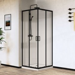 Душевой уголок Vincea City VSS-5CT900CLB 90x90, профиль черный