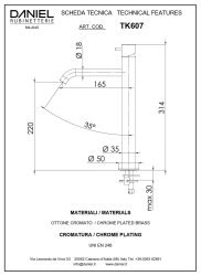 Смеситель для раковины Daniel Tokyo TX607-CR, хром