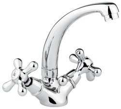 Смеситель для раковины Emmevi Deco Classic 12913/BC, белый-хром