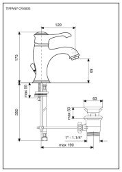 Смеситель для раковины Emmevi Tiffany 6003/BO, белый-золото