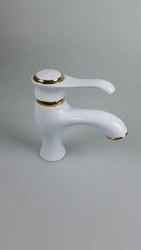 Смеситель для раковины Emmevi Tiffany 6003/BO, белый-золото