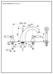 Смеситель на борт ванны Emmevi Deco Ceramic 121120/BR, бронза