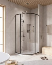 Душевой уголок Cezares RELAX 304 RELAX-304-R-2-100-C-GM 100x100, профиль сталь