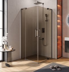 Душевой уголок Cezares SLIDER-A-2-100/110-BR-GM 100x100, стекло бронза, профиль сталь