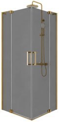 Душевой уголок Cezares SLIDER-A-2-100/110-GRIGIO-BORO 100x100, стекло графит, профиль золото