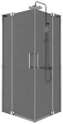 Душевой уголок Cezares SLIDER-A-2-100/110-GRIGIO-Cr 100x100, стекло графит, профиль хром