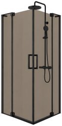 Душевой уголок Cezares SLIDER-A-2-100/110-GRIGIO-NERO 100x100, стекло графит, профиль черный