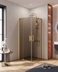 Душевой уголок Cezares SLIDER-A-2-70/80-BR-BORO 70x70, стекло бронза, профиль золото