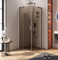 Душевой уголок Cezares SLIDER-A-2-70/80-BR-GM 70x70, стекло бронза, профиль сталь