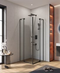 Душевой уголок Cezares SLIDER-A-2-70/80-C-NERO 70x70, профиль черный