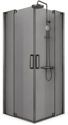 Душевой уголок Cezares SLIDER-A-2-70/80-GRIGIO-GM 70x70, стекло графит, профиль сталь