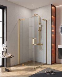 Душевой уголок Cezares SLIDER-A-2-90/100-C-BORO 90x90, профиль золото
