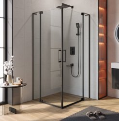 Душевой уголок Cezares SLIDER-A-2-90/100-C-NERO 90x90, профиль черный