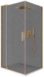 Душевой уголок Cezares SLIDER-AH-1-100-70/80-GRIGIO-BORO 70x100, стекло графит, профиль золото